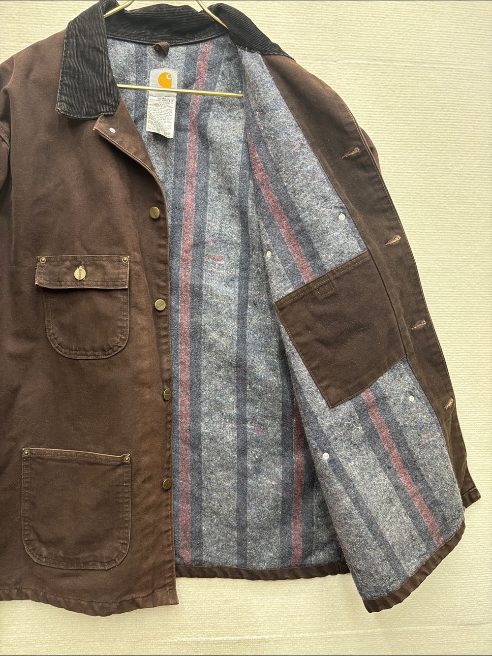 Carhartt 2XL vintage USA lined Canvas Duck Chore Jacket with Corduroy Collar - Picture 3 of 12